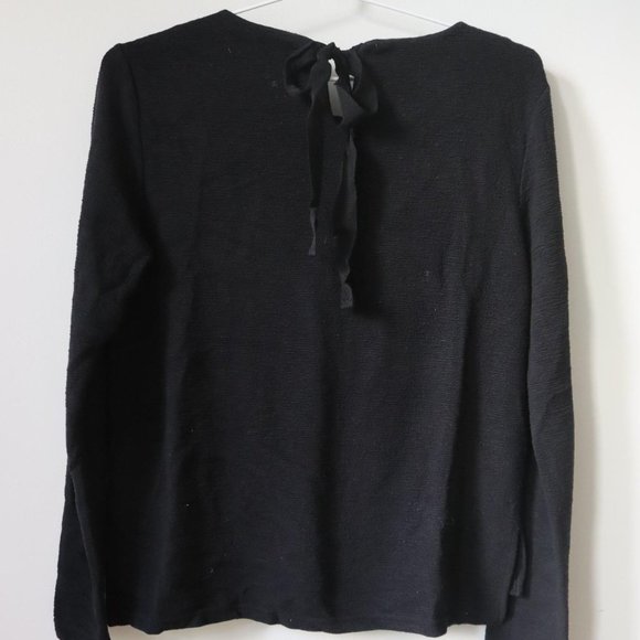 s. layered black long sleeve crepe shirt - Picture 1 of 4